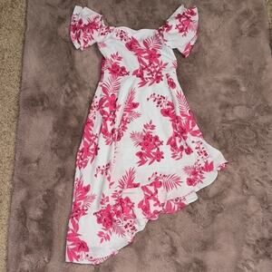 Gianni Bini Girls Pink Floral Asymmetrical Hi Lo Dress Size 10